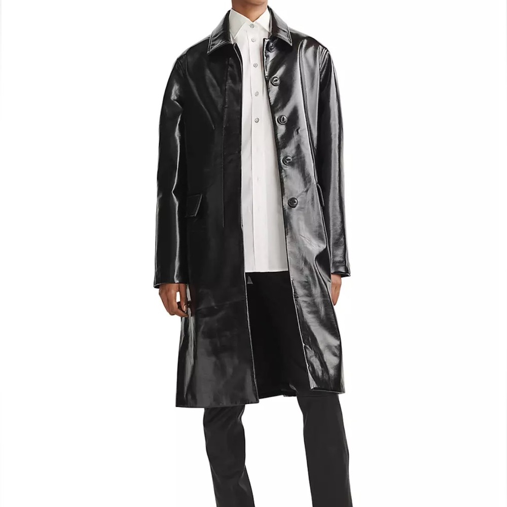 rag & bone’s Morin coat is crafted of faux leather.